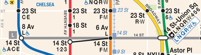 Subway stations along 14th St