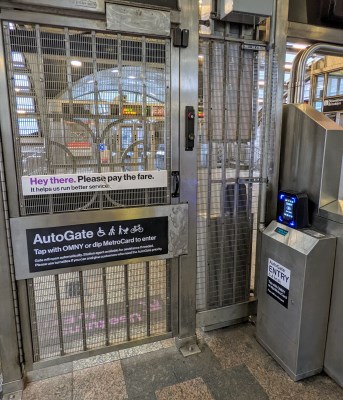 Service entry door with an AutoGate reader on the side